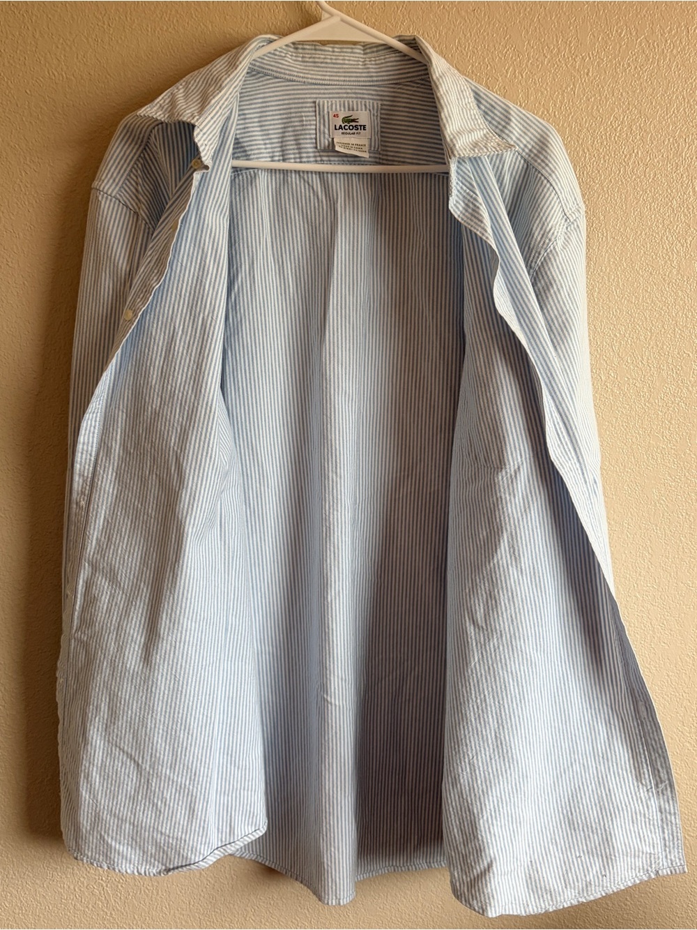 Lacoste Light Blue and White Pinstripe Button-Up Shirt - Picture 3 of 9